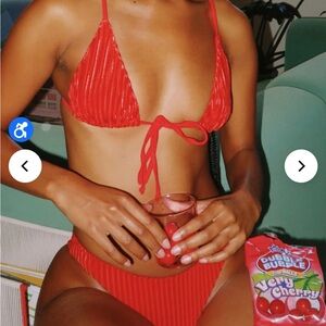 Dippin' Daisy's Red Ribbed Triangle Bikini